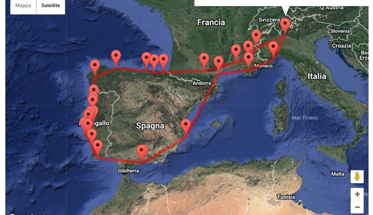 mappa itinerario spagna portogallo
