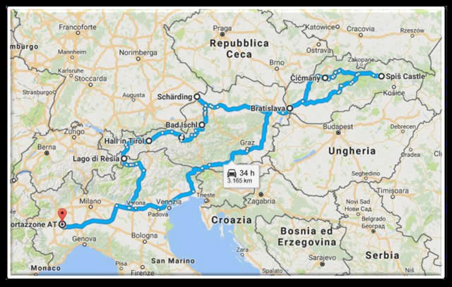 mappa itinerario camper Austria Slovacchia