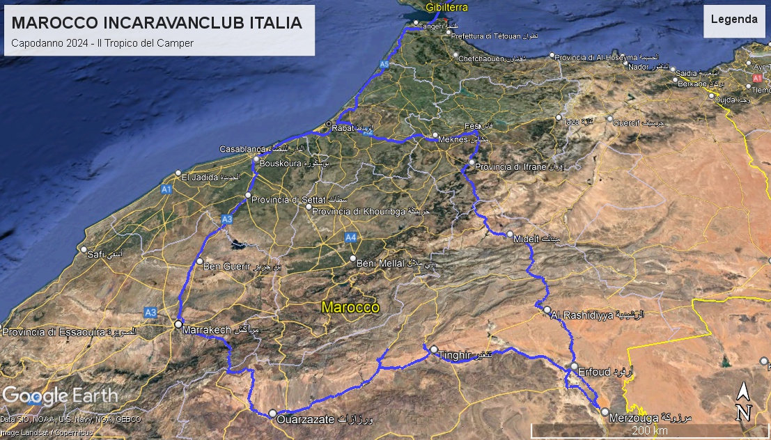 mappa giro marocco incaravan club