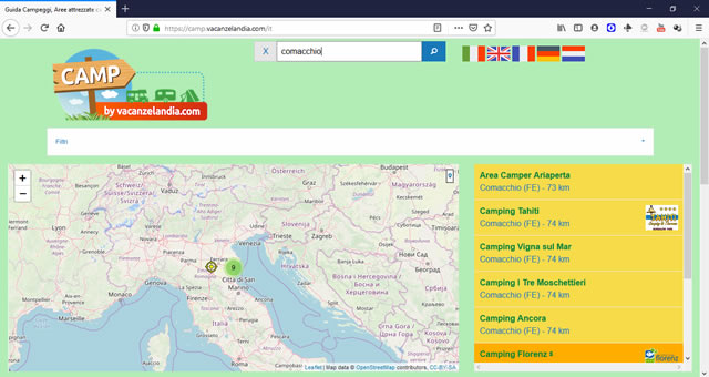 ricerca località camp