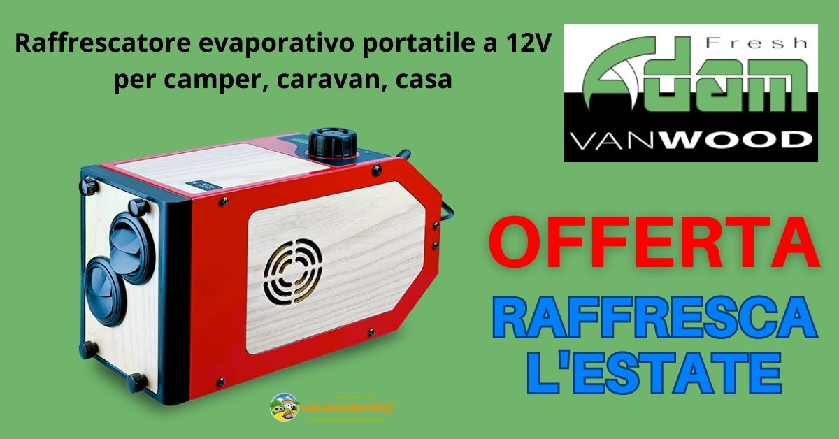 Offerta ADAMFRESH VANWOOD raffrescatore evaporativo portatile a 12V per camper caravan casa