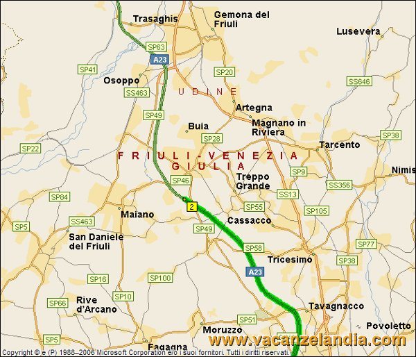 mappa friuli sosta camper autostrada gemona